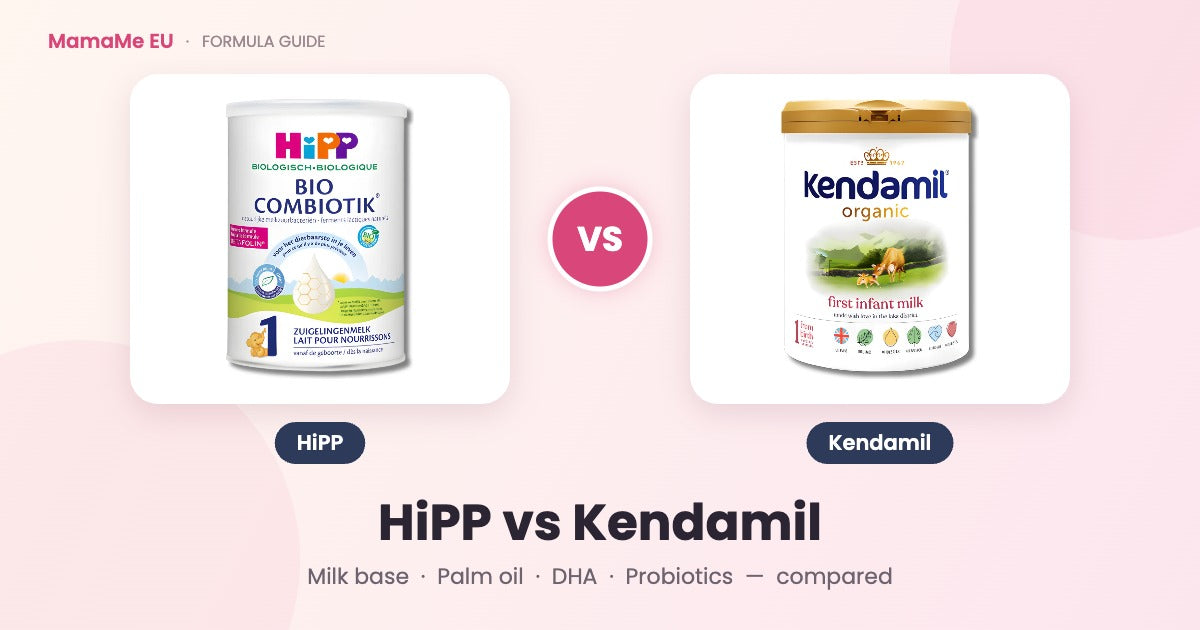 HiPP vs Kendamil – HiPP Dutch Stage 1 and Kendamil Organic Stage 1 formula tins side by side