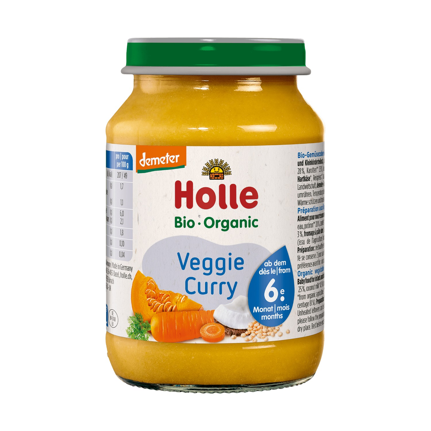Holle Organic Veggie Curry baby food jar 190g