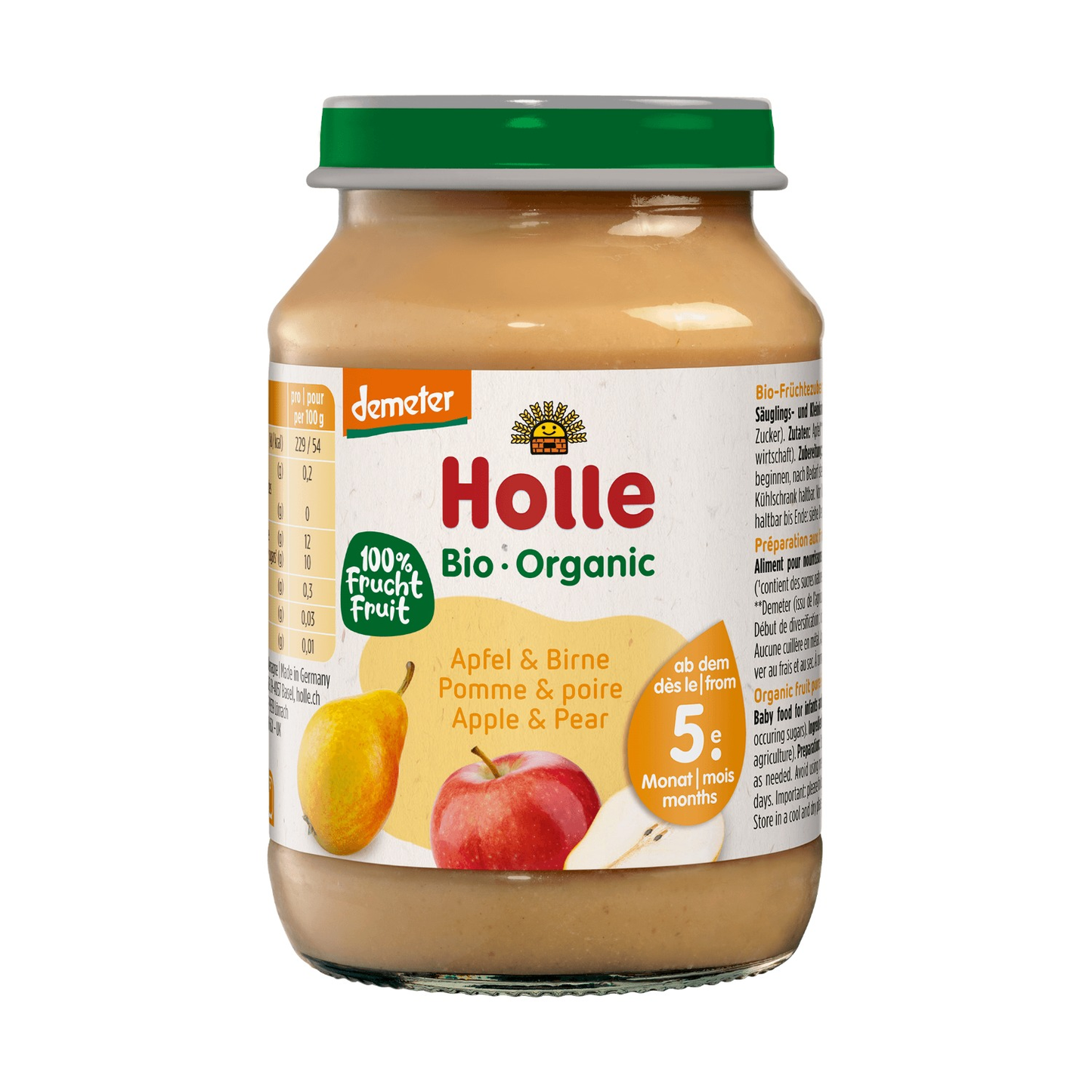 Holle Organic Apple & Pear baby food jar 190g