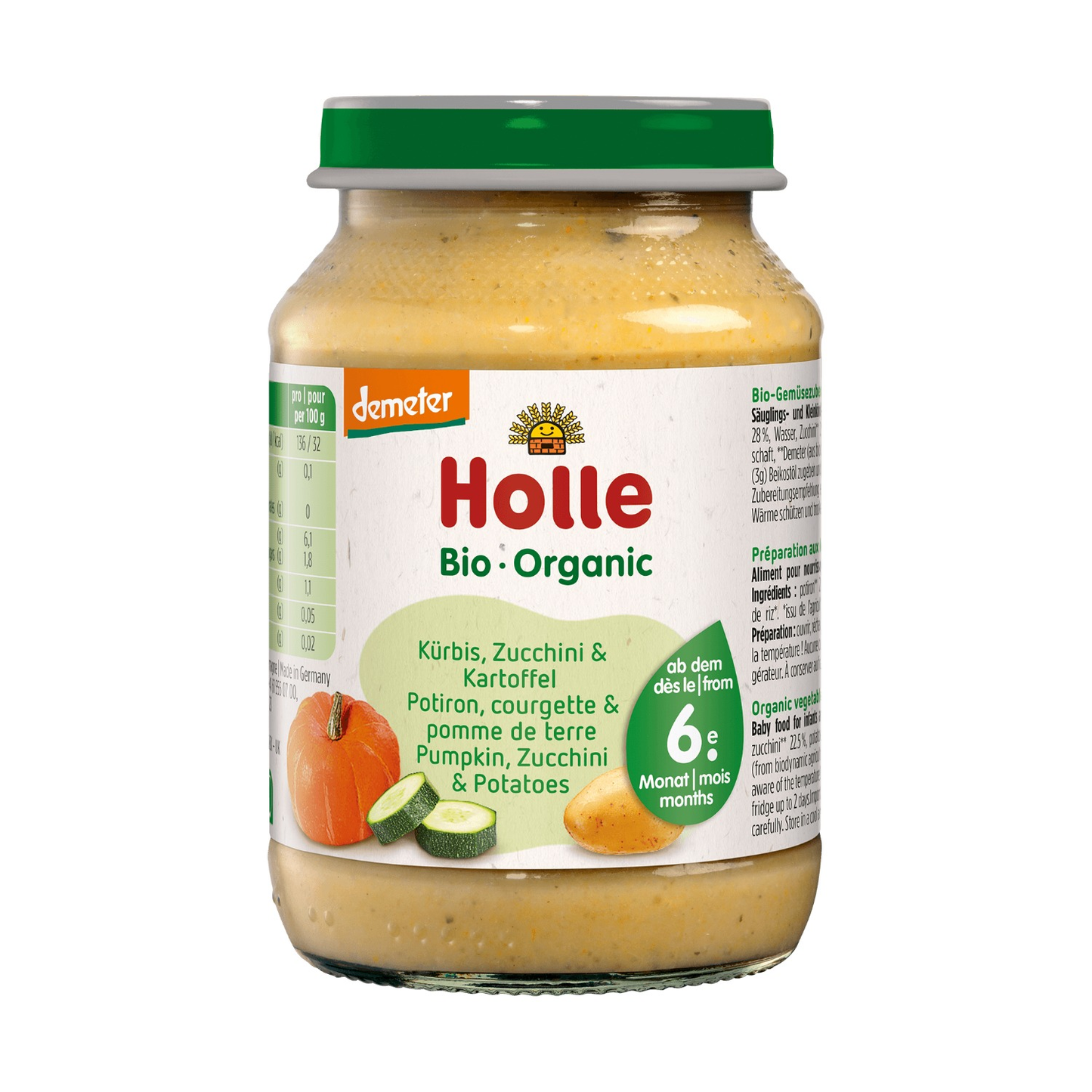 Holle Organic Pumpkin, Zucchini & Potatoes baby food jar 190g