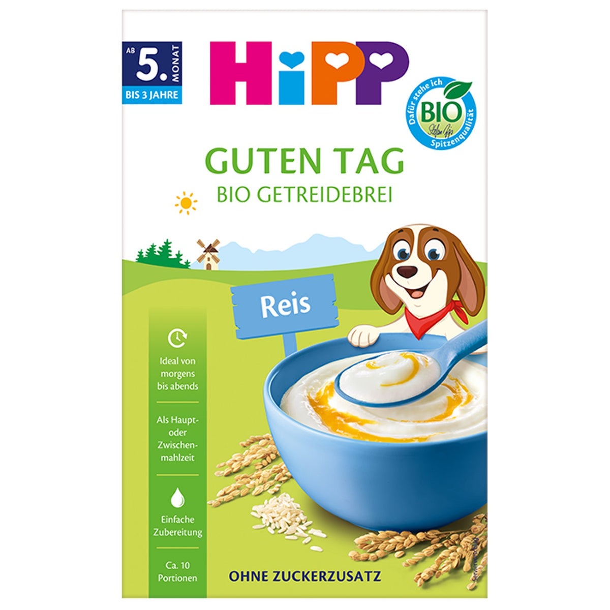 HiPP Guten Tag Organic Rice Porridge (Bio Getreidebrei Reis), 200 g – new packaging