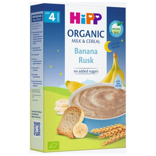 HiPP Organic Milk & Cereal Good Night Banana Rusk, 250 g (4+ months)