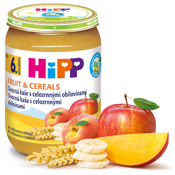 HiPP Organic Fruit Purée with Wholegrain 190g – actual jar (label language may vary)