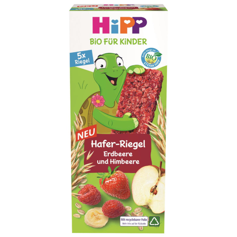HiPP Organic Turtle Oat Bar Strawberry & Raspberry, 5 x 20g pack