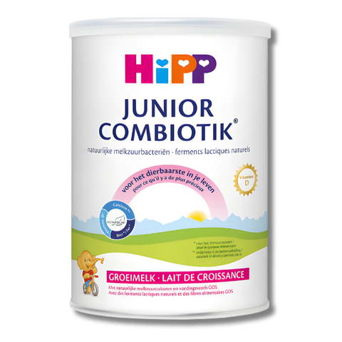 Hipp Junior Combiotik baby formula can on a white background