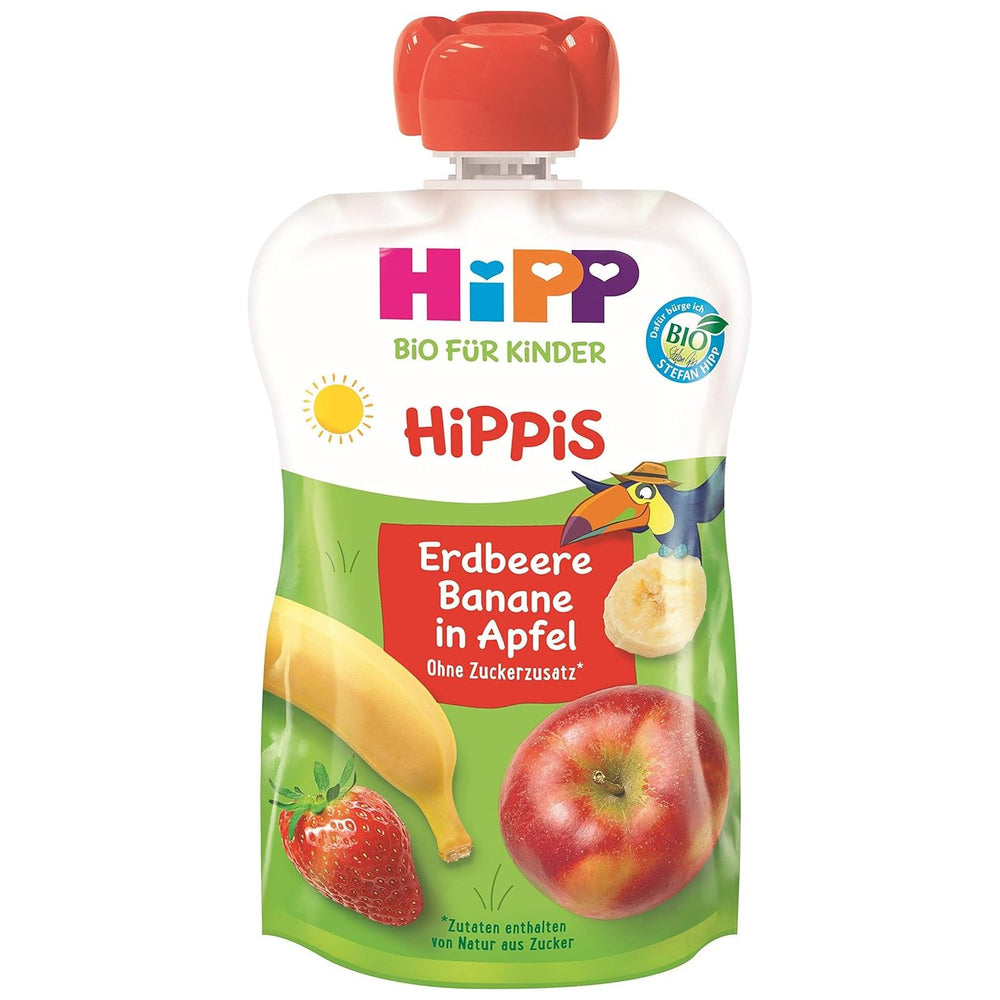 6x HiPP Hippis Strawberry-Banana & Apple Puree