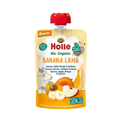 Holle Organic Banana Lama fruit puree pouch