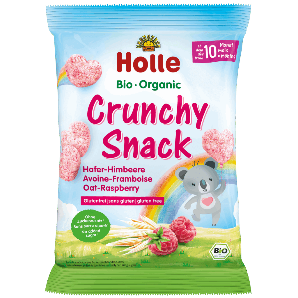 Holle Organic Crunchy Snack Oat-Raspberry, pack