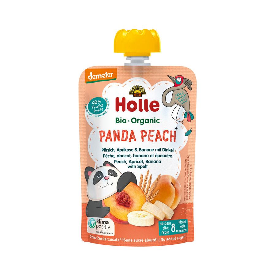 Holle Organic Panda Peach fruit puree pouch