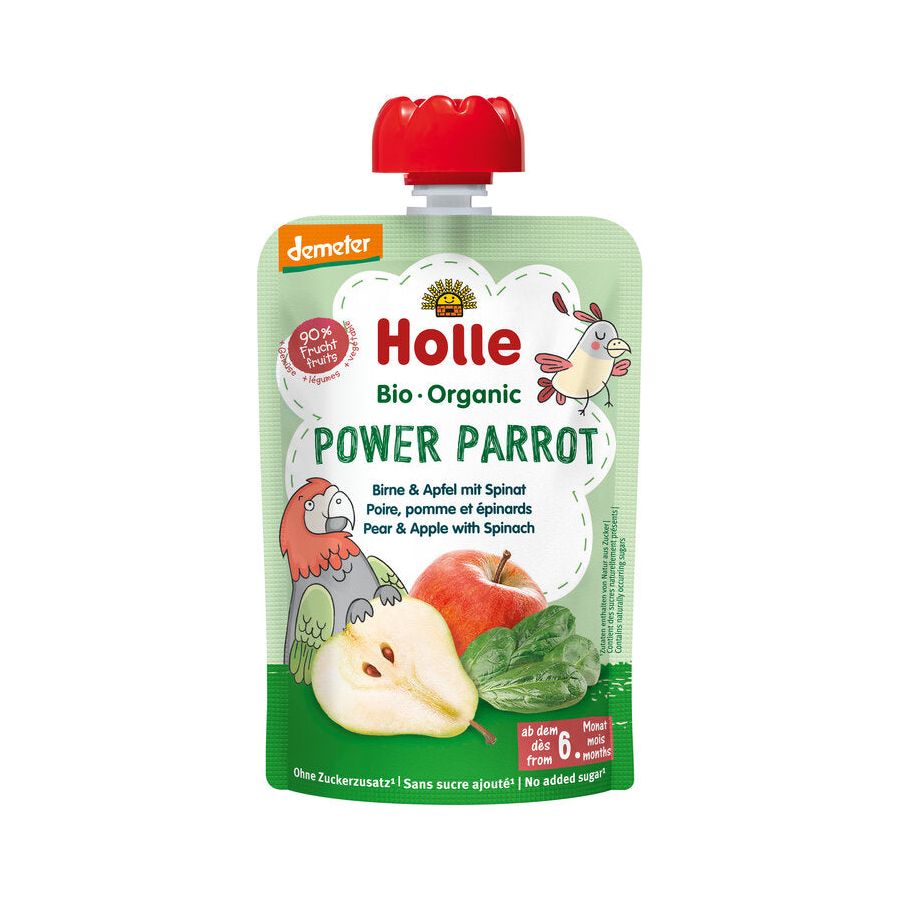 Holle Organic Power Parrot puree pouch with spinach