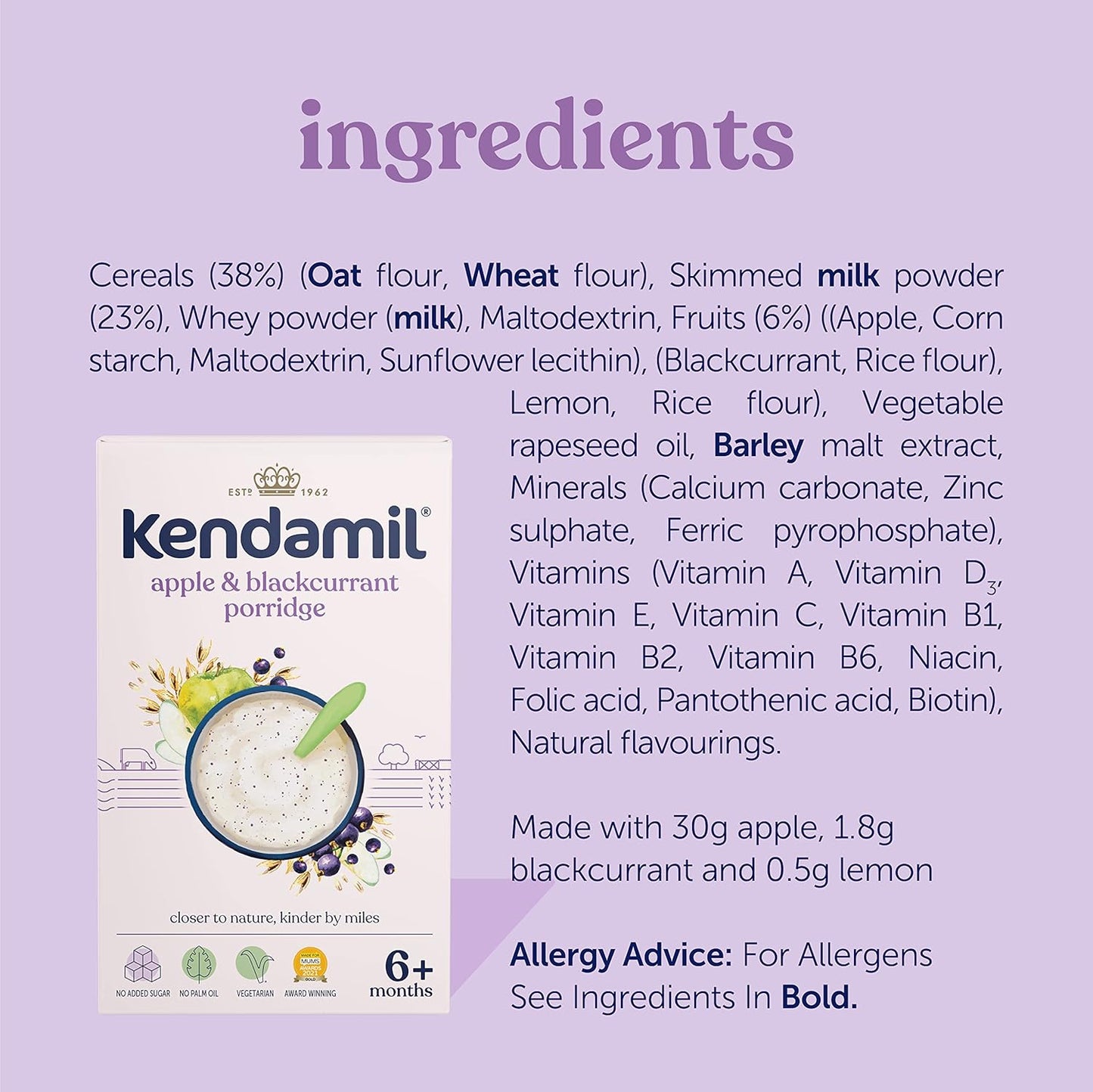 
                  
                    Kendamil Organic Apple & Blackcurrant Porridge
                  
                