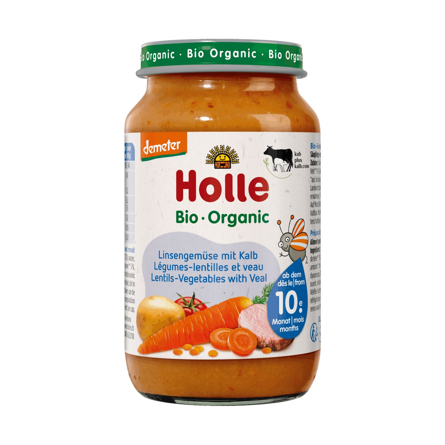 Holle Organic Lentils-Vegetables with Veal baby food jar 220g