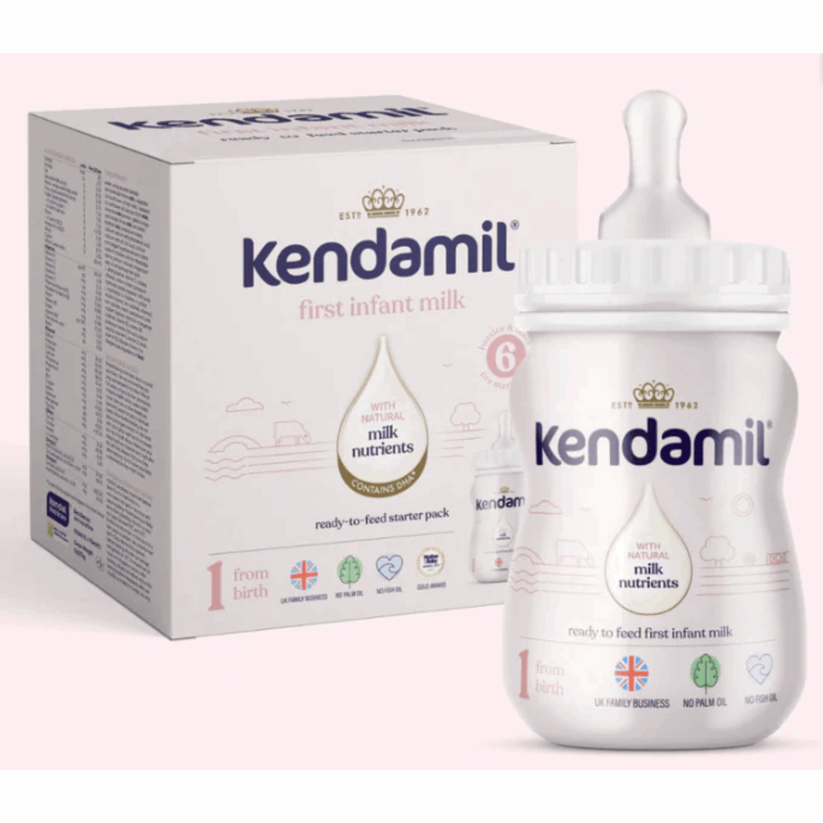 Kendamil 1 First Infant Milk Ready To Feed Starter Pack 6 X 70Ml- 6 Boxes (36RTF)
