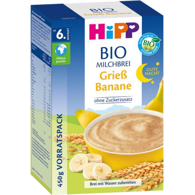 HiPP Organic Milk Porridge- Good Night Banana-Semolina