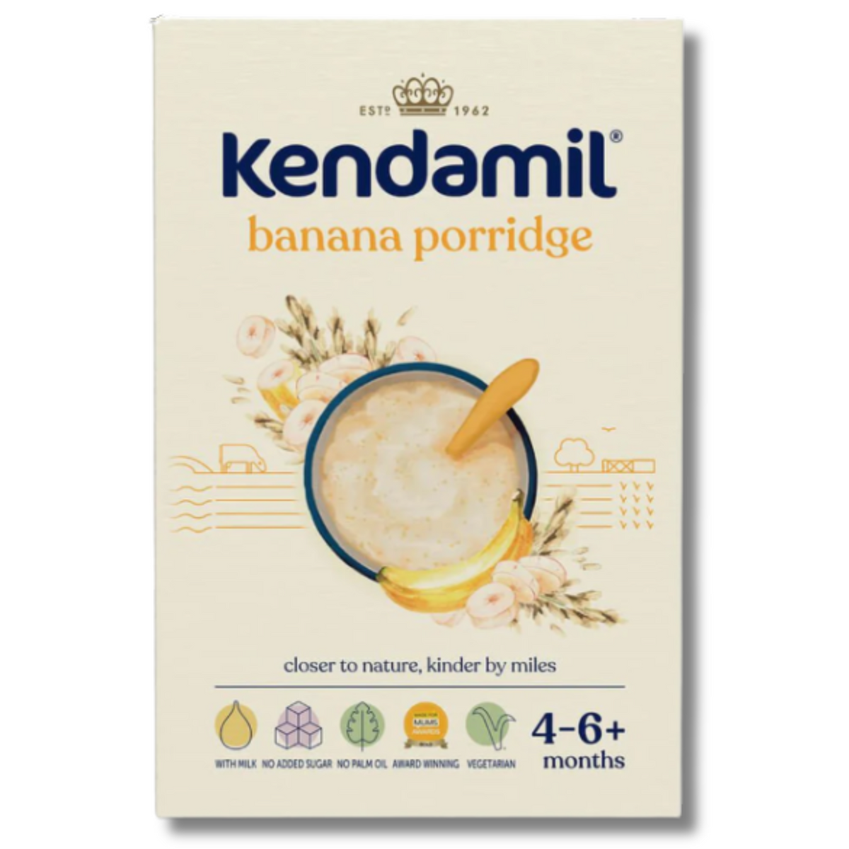 Kendamil Banana Porridge box, angled view