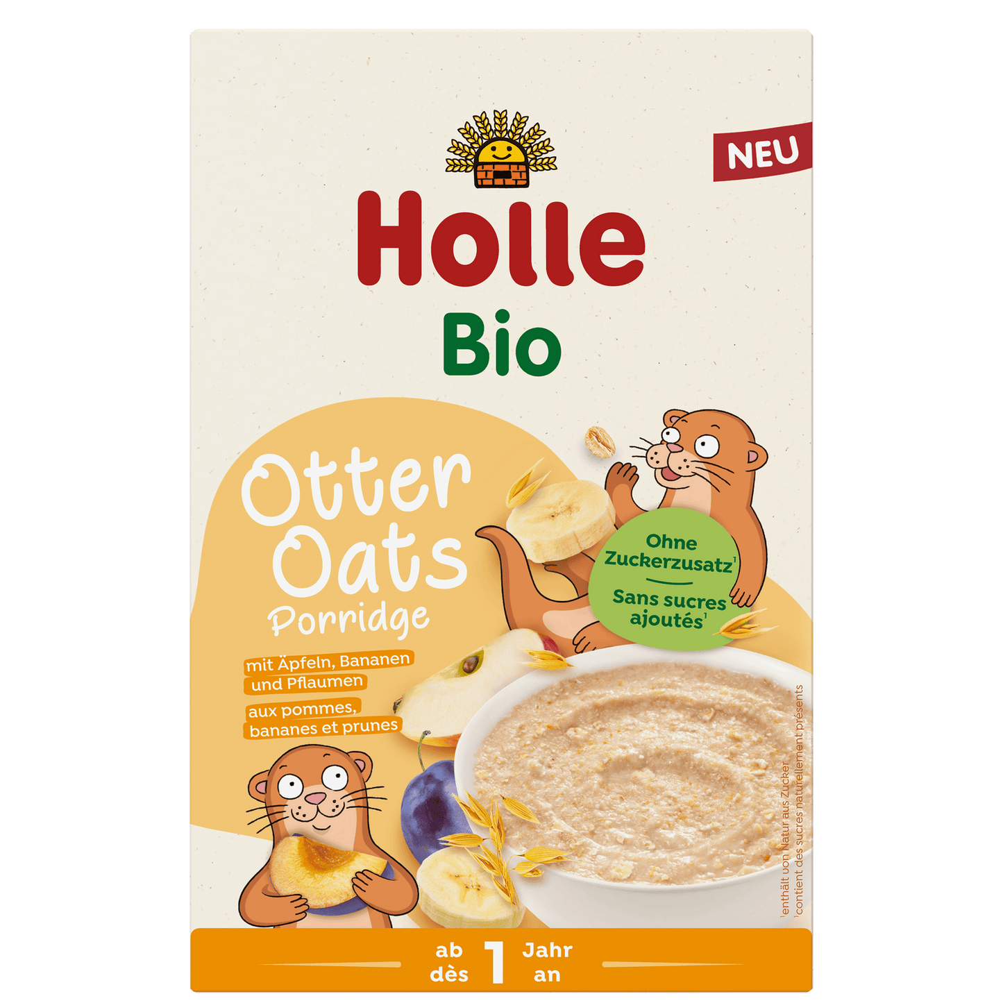 Holle Organic Otter Oats Porridge with Apples, Bananas & Plums