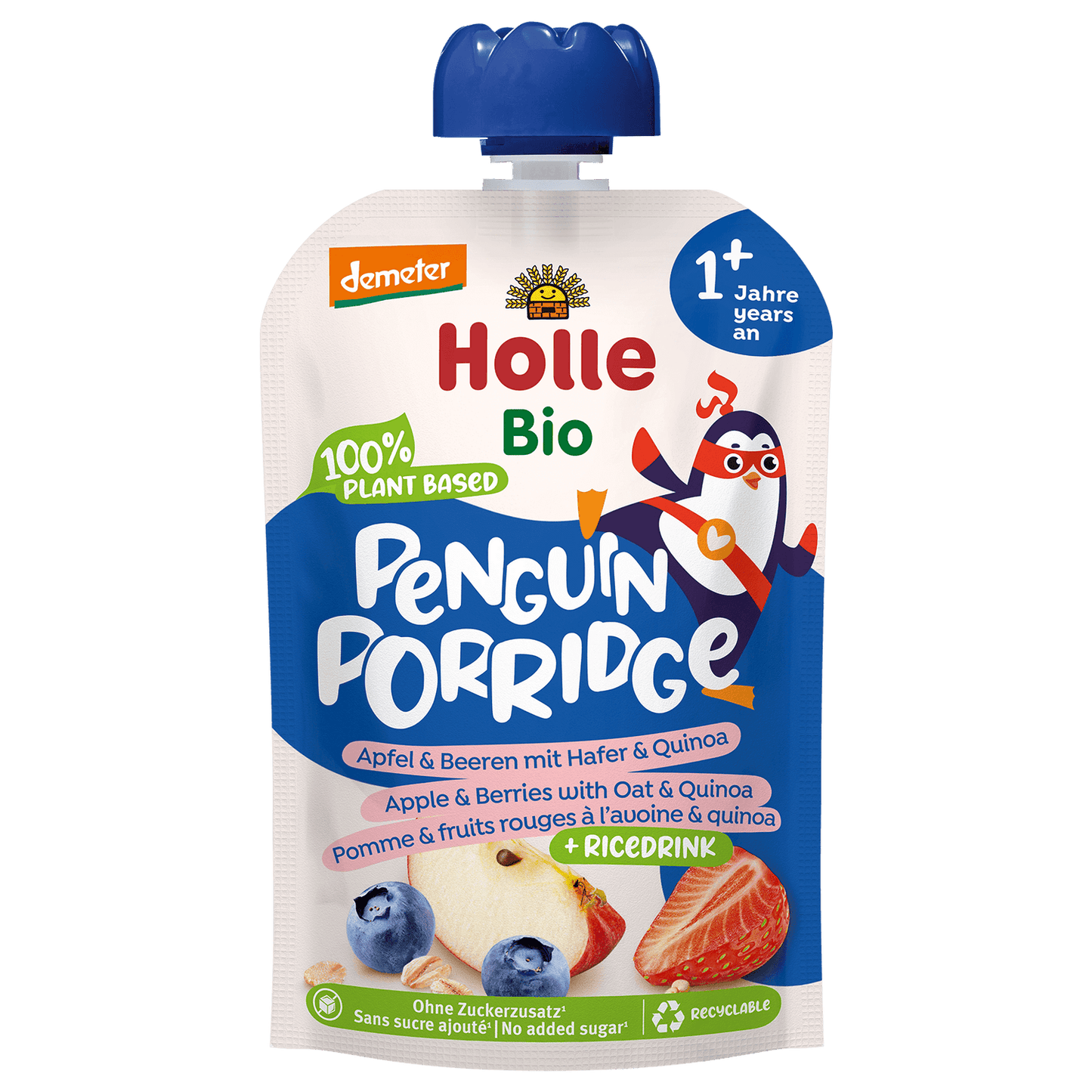 10x Holle Organic Penguin Porridge Apple & Berries Pouch