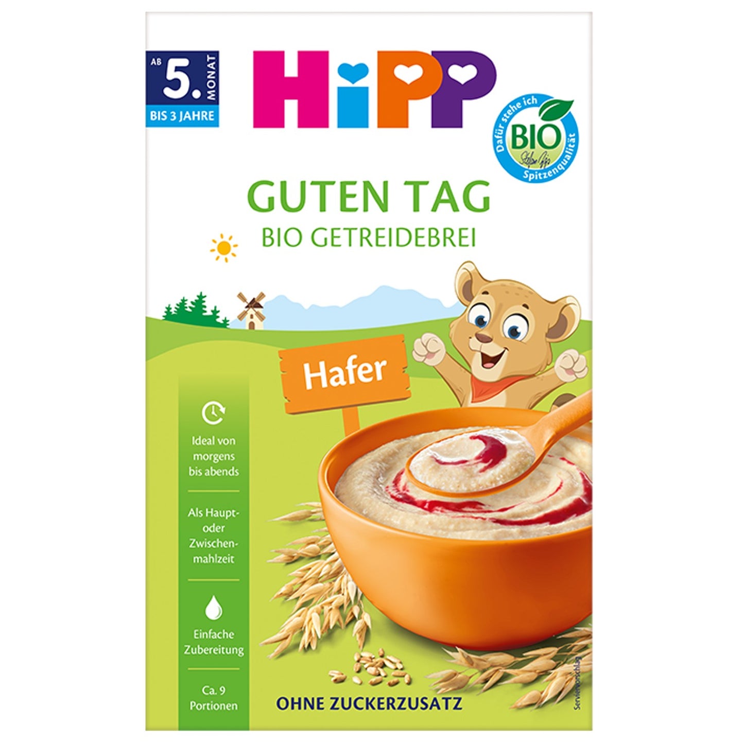 HiPP Guten Tag Organic Oat Porridge (Bio Getreidebrei Hafer) – new packaging, contains gluten