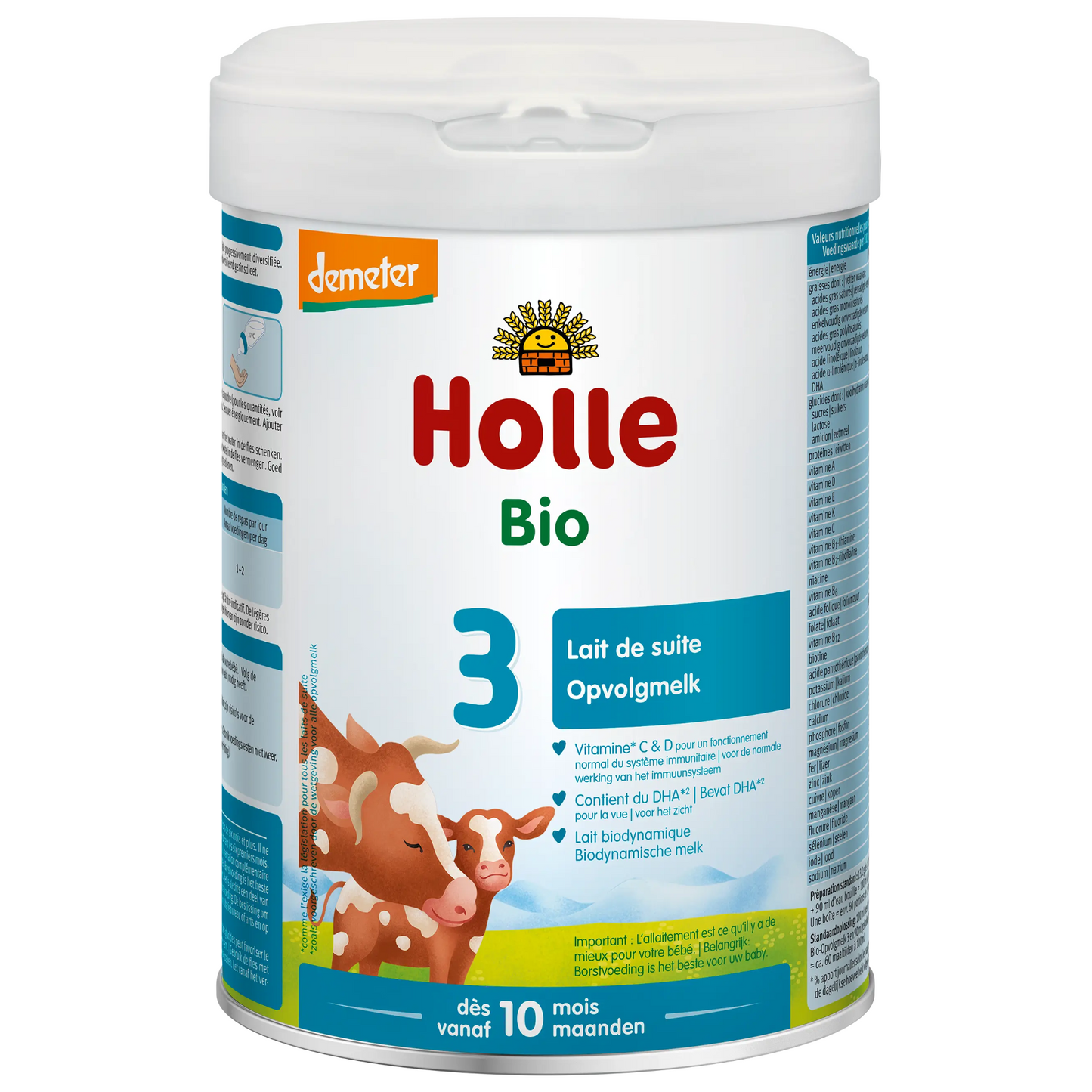 Holle Organic Cow Stage 3 Follow-On Formula, 800g tin