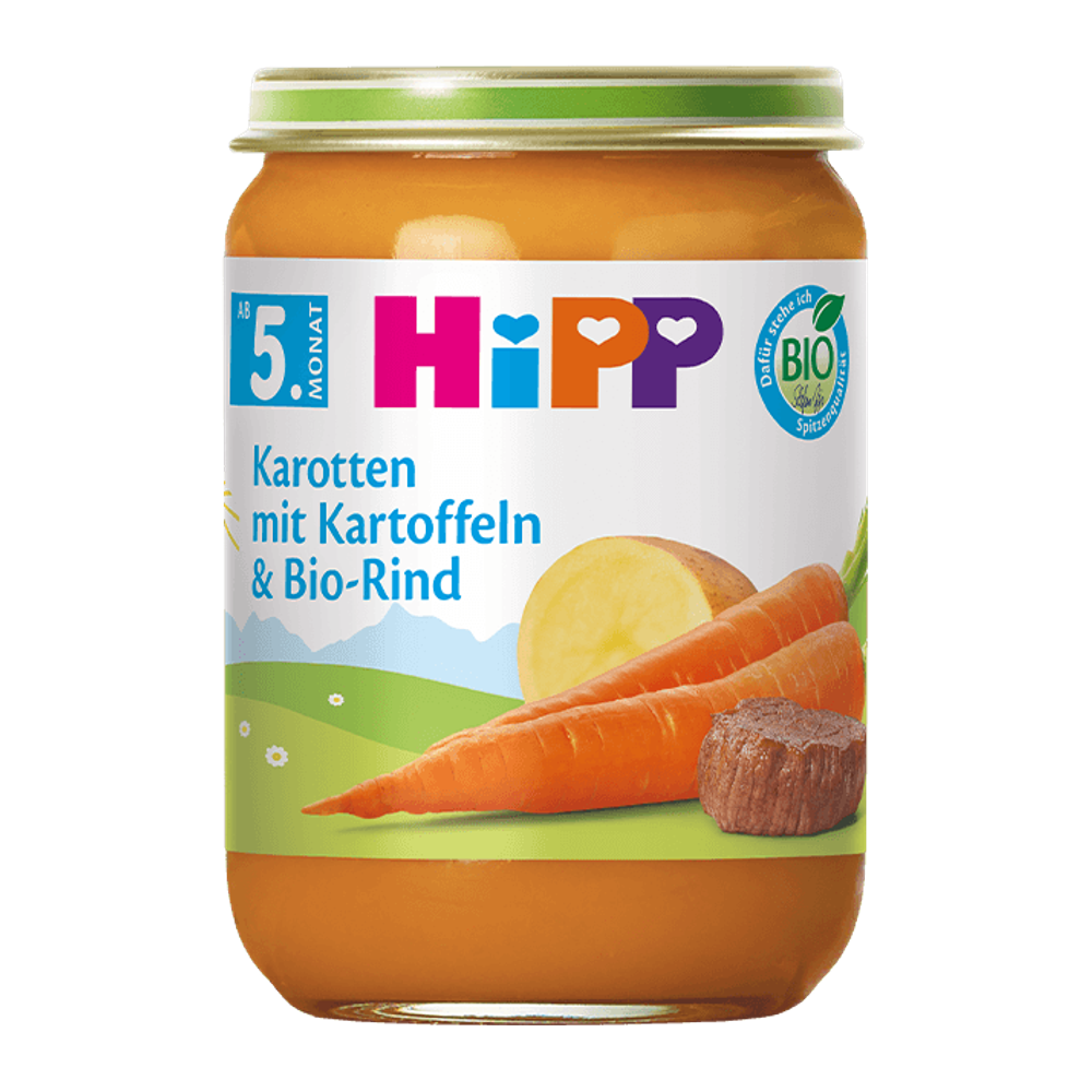 HiPP Organic Carrots with Potatoes & Beef 190g jar