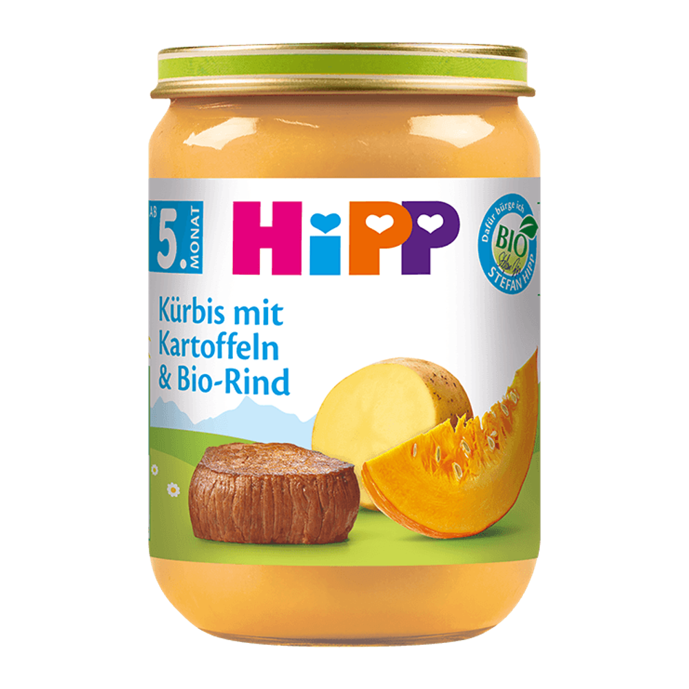 HiPP Organic Pumpkin with Potatoes & Beef 190g jar