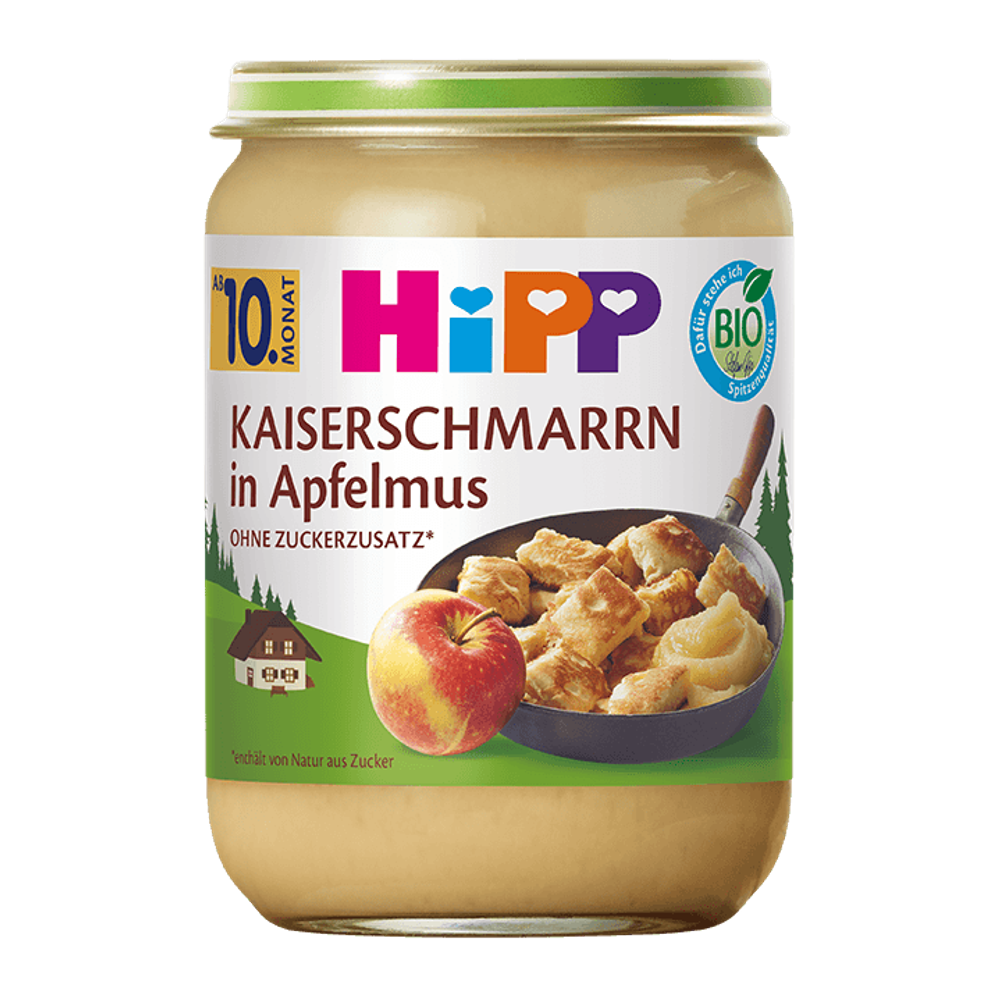 HiPP Organic Kaiserschmarrn Pancake Pieces in Apple Purée 190g jar